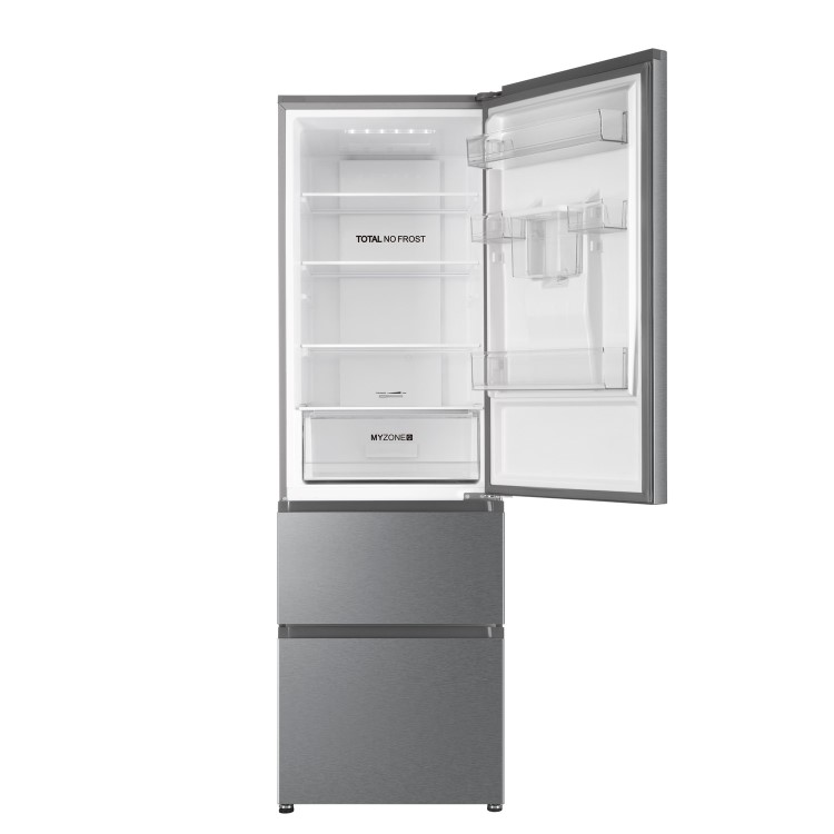 Refurbished Haier HTR3619FWMP Freestanding 345 Litre 70/30 Fridge Freezer Stainless Steel