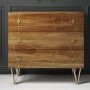 GRADE A1 - Halo 3 Drawer Chest of Drawers with Brass Inlay in Natural Honey 