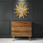 GRADE A1 - Halo 3 Drawer Chest of Drawers with Brass Inlay in Natural Honey 