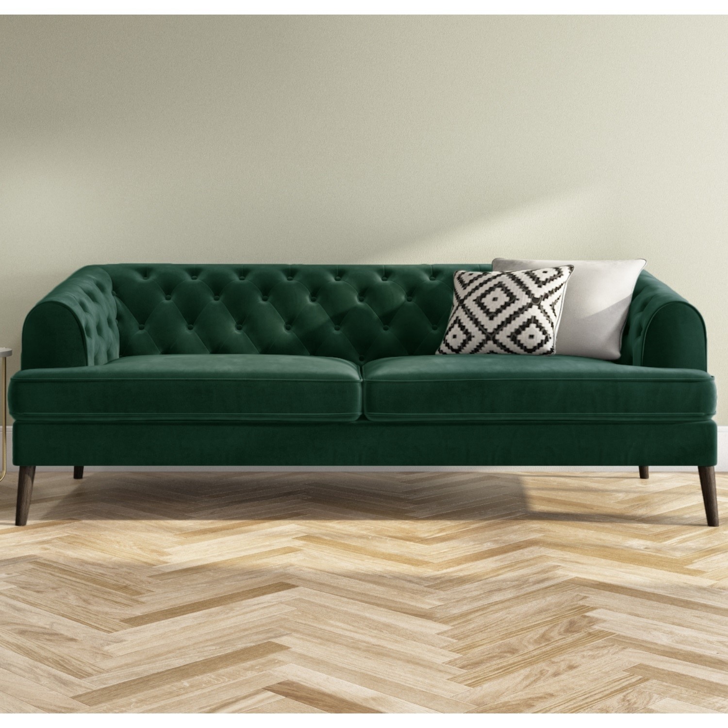 Dark clearance green chesterfield