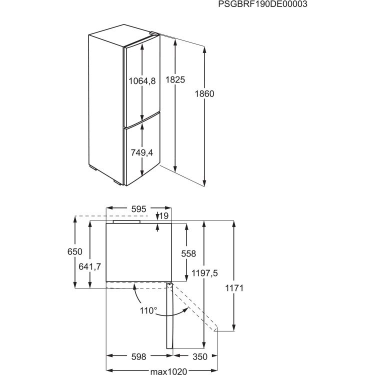 Refurbished AEG RCB632E4MX Freestanding 324 Litre 60/40 Fridge Freezer Stainless Steel Doors