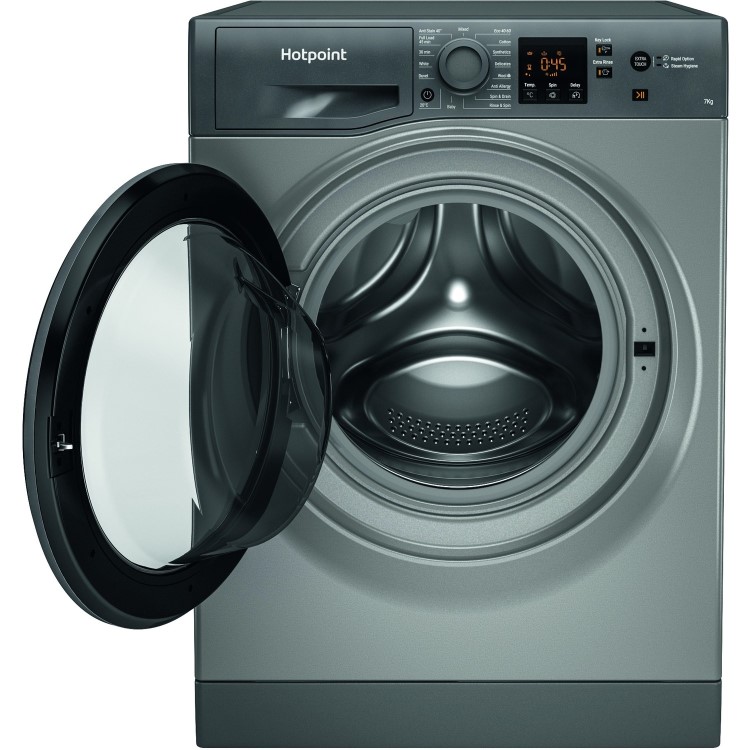 Refurbished Hotpoint NSWM742UGGUKN Freestanding 7KG 1400 Spin Washing Machine Graphite