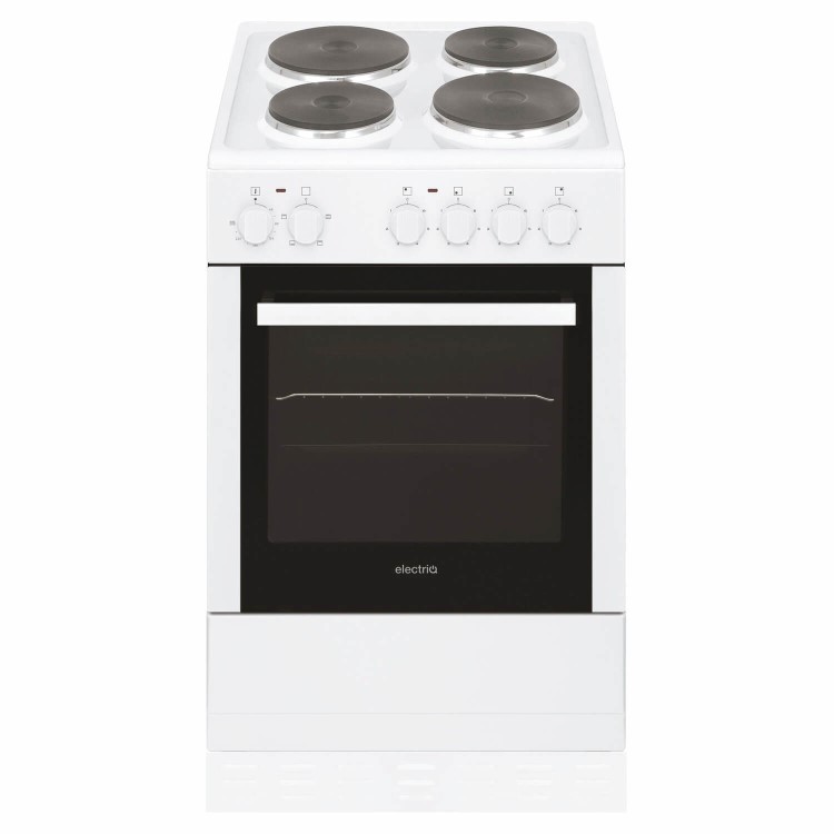 Refurbished electriQ EQEC50W1 50cm Single Oven Electric Cooker with Sealed Plate Hob White