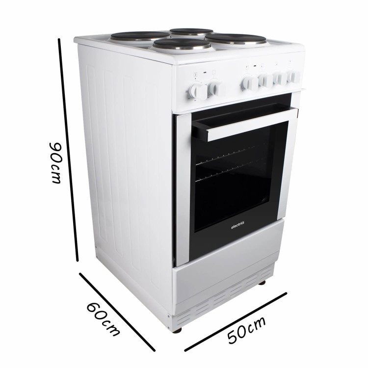 Refurbished electriQ EQEC50W1 50cm Single Oven Electric Cooker with Sealed Plate Hob White