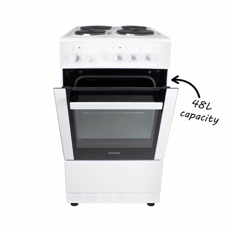 Refurbished electriQ EQEC50W1 50cm Single Oven Electric Cooker with Sealed Plate Hob White