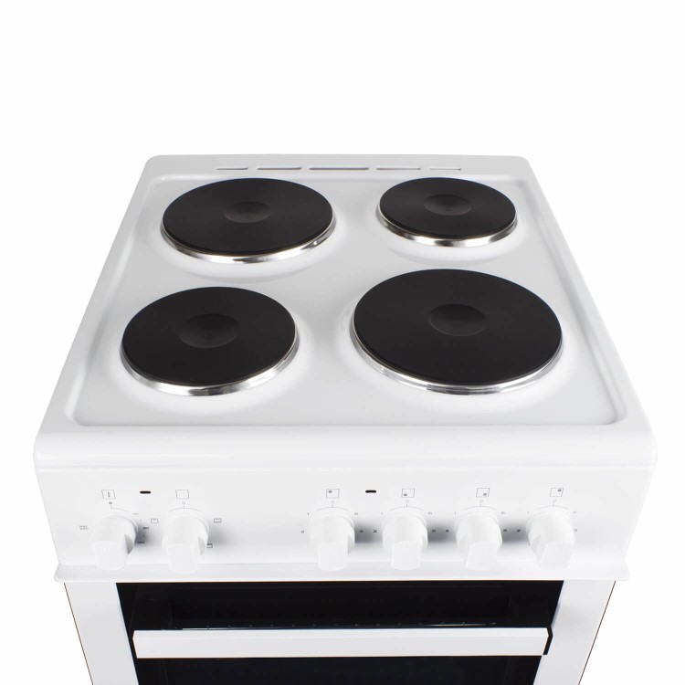 Refurbished electriQ EQEC50W1 50cm Single Oven Electric Cooker with Sealed Plate Hob White