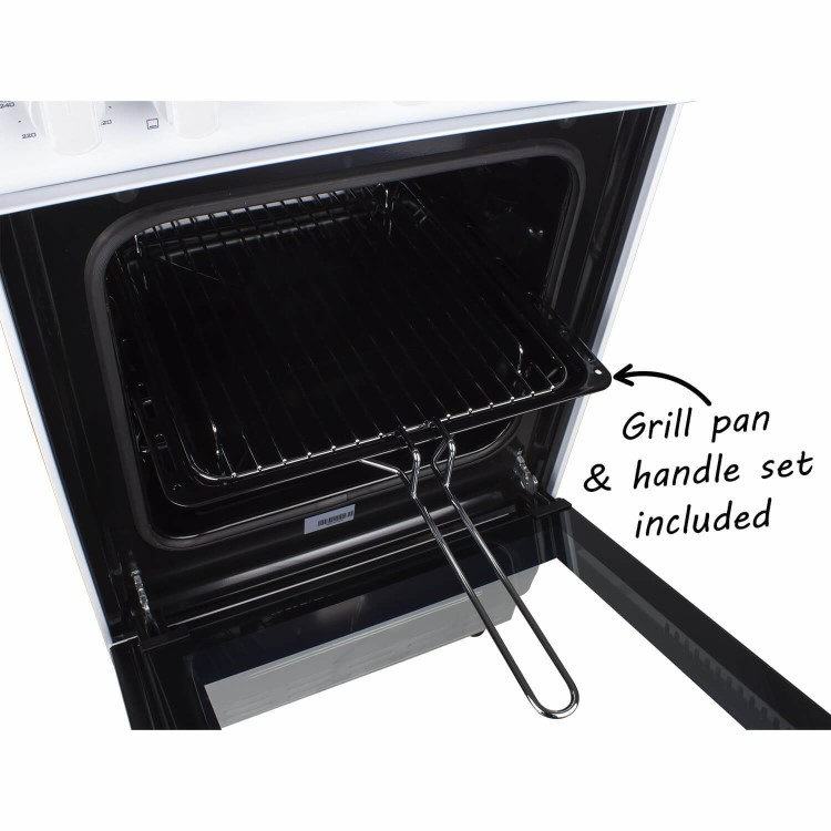 Refurbished electriQ EQEC50W1 50cm Single Oven Electric Cooker with Sealed Plate Hob White