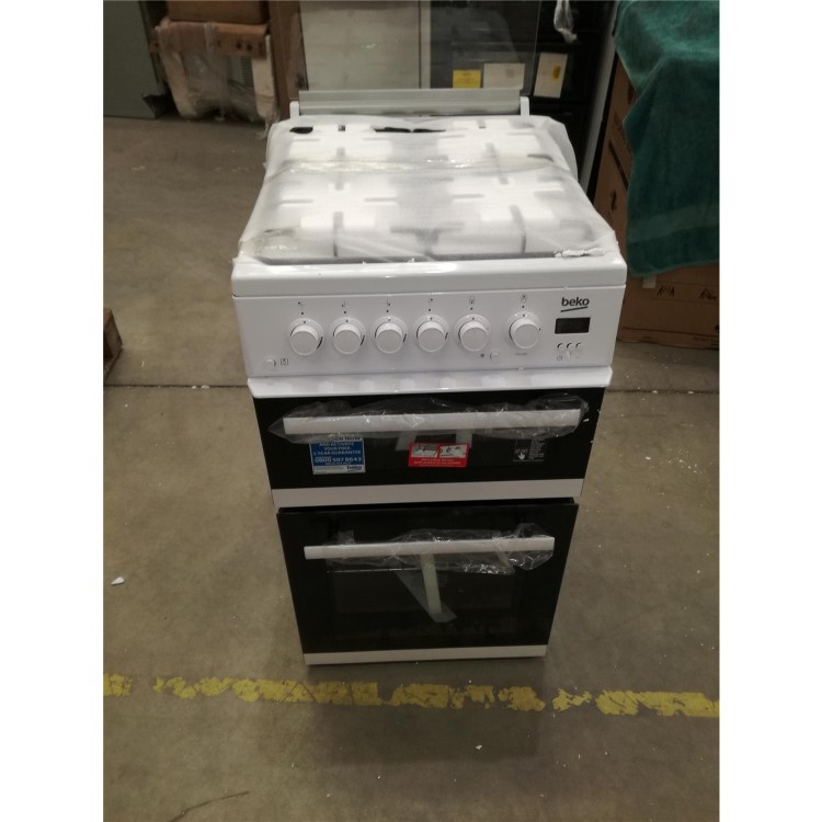 Refurbished Beko EDG506W 50cm Double Cavity Gas Cooker White