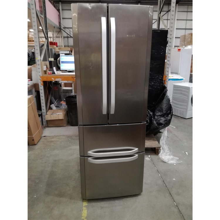 Refurbished Hotpoint FFU4DX1 Quadrio 70cm Wide Frost Free Freestanding Fridge Freezer - Stainless Steel