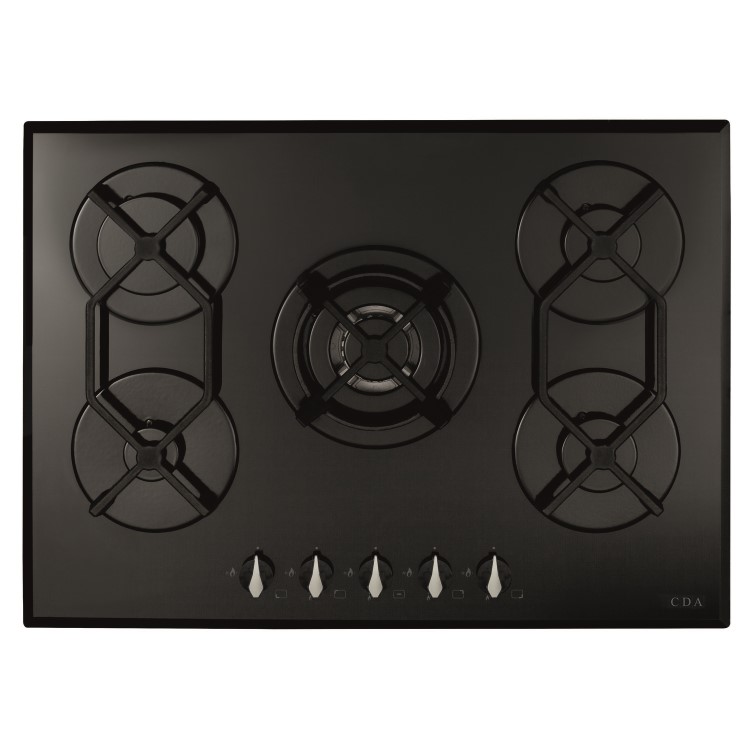 Refurbished CDA HVG721BL 70cm Gas on Glass 5 Burner Gas Hob Black