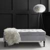 Grey Velvet End-of-Bed Ottoman Storage Bench with Button Detail - Safina