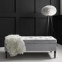 Grey Velvet End-of-Bed Ottoman Storage Bench with Button Detail - Safina
