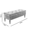 Grey Velvet End-of-Bed Ottoman Storage Bench with Button Detail - Safina