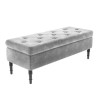 Grey Velvet End-of-Bed Ottoman Storage Bench with Button Detail - Safina