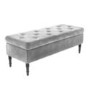 Grey Velvet End-of-Bed Ottoman Storage Bench with Button Detail - Safina