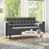 Grey Velvet 2 Seater Mid Century Quilted Sofa - Elba