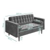 Grey Velvet 2 Seater Mid Century Quilted Sofa - Elba