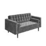 Grey Velvet 2 Seater Mid Century Quilted Sofa - Elba