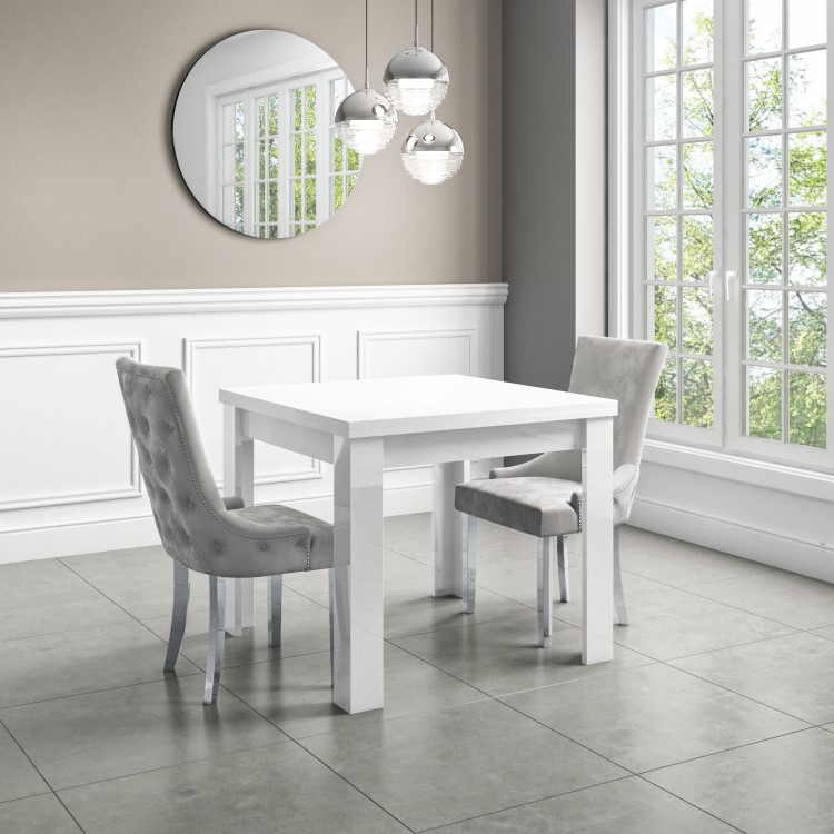 Pair of Button Back Grey Velvet Dining Chairs - Jade Boutique