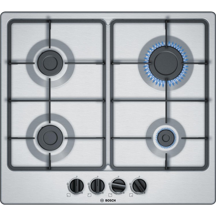 Bosch PGP6B5B60 Serie 4 60cm Four Burner Gas Hob - Stainless Steel