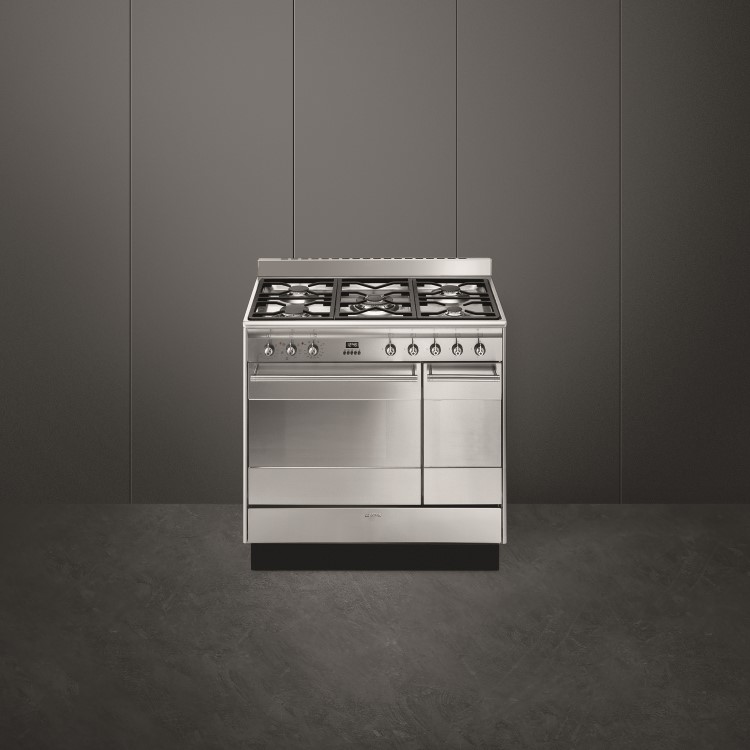 Refurbished Smeg Concert SUK92MX9-1 90cm Dual Fuel Double Oven Range Cooker Stainless Steel