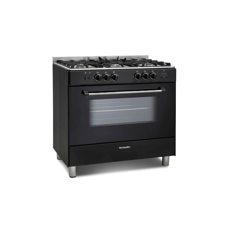 Refurbished Montpellier MR91GOK 90cm Gas Range Cooker Black