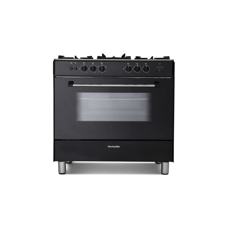 Refurbished Montpellier MR91GOK 90cm Gas Range Cooker Black