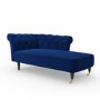 Navy Blue Velvet Chesterfield Chaise Longue Chair - Christiana
