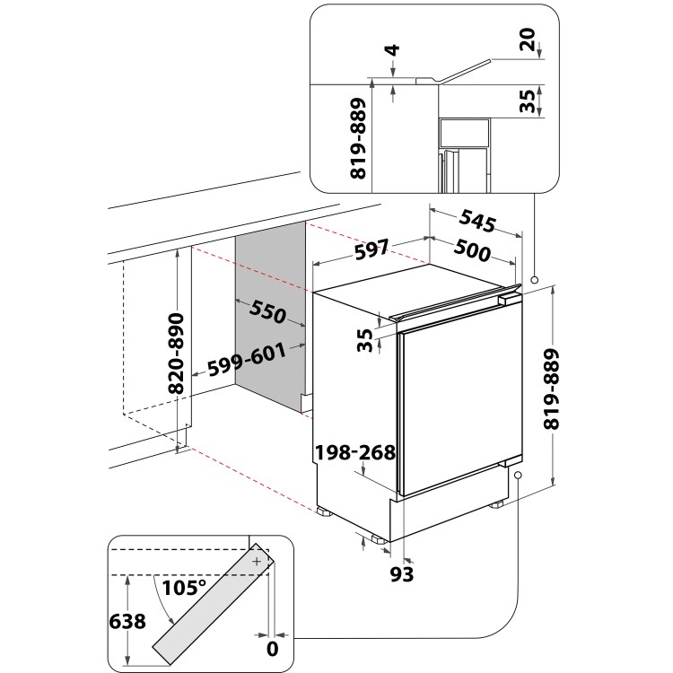 Hotpoint 108 Litre Integrated Under Counter Fridge with Ice Box 