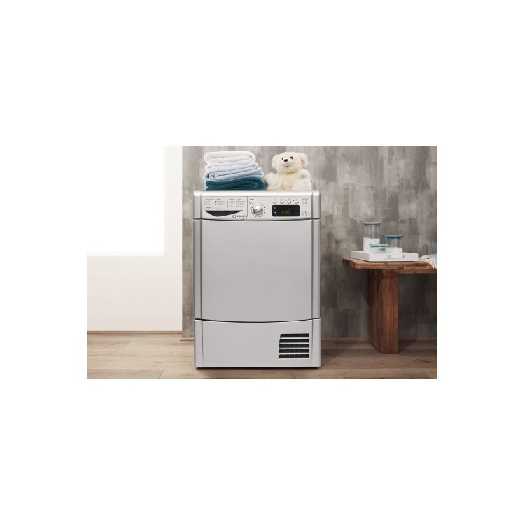Indesit IDCE8450BSH EcoTime 8kg Freestanding Condenser Tumble Dryer - Silver