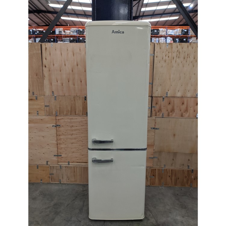 Refurbished Amica FKR29653C Retro Style 60/40 250L Freestanding Fridge Freezer - Cream