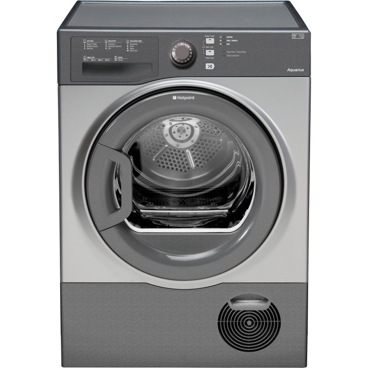 Refurbished Hotpoint TCFS83BGG Aquarius 8kg Freestanding Condenser Sensor Dryer - Graphite
