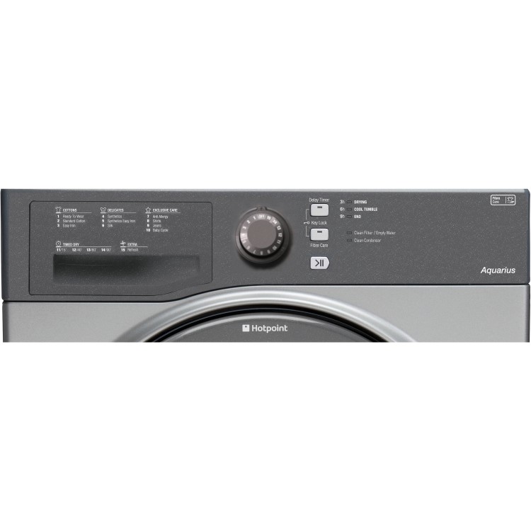 Refurbished Hotpoint TCFS83BGG Aquarius 8kg Freestanding Condenser Sensor Dryer - Graphite
