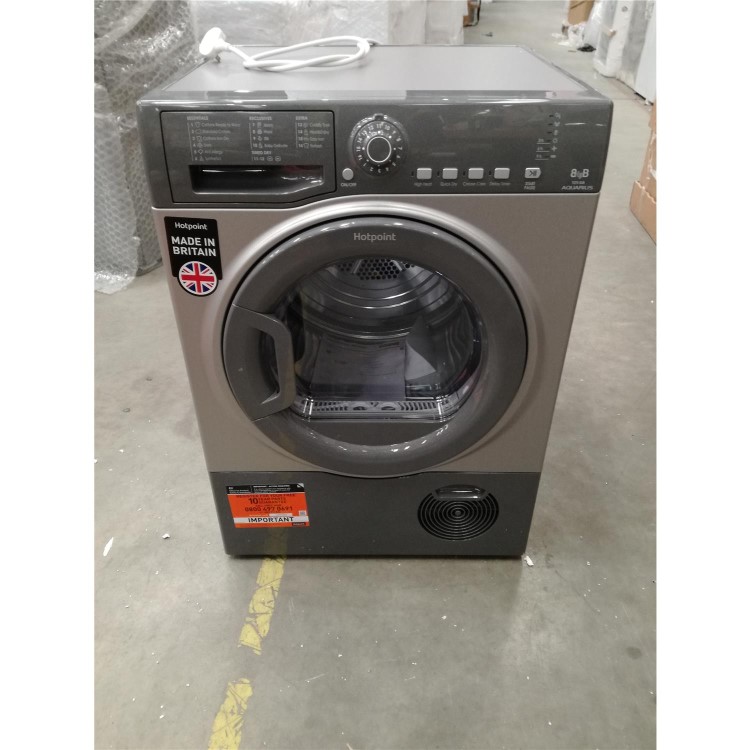 Refurbished Hotpoint TCFS83BGG Aquarius 8kg Freestanding Condenser Sensor Dryer Graphite