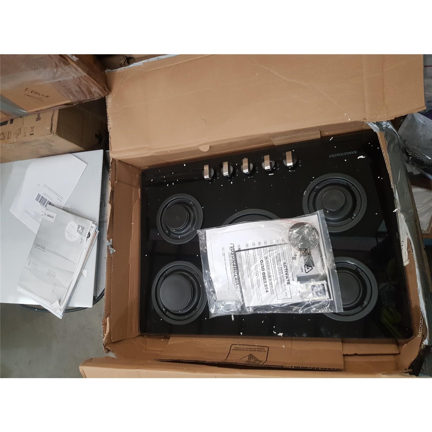 Refurbished Rangemaster RMB70HPNGFGL 73cm 5 Burner Gas Hob Black Glass