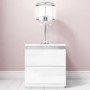 White Gloss Diamante Bedside Table with 2 Drawers - Gabriella