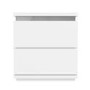 White Gloss Diamante Bedside Table with 2 Drawers - Gabriella