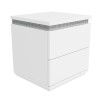 White Gloss Diamante Bedside Table with 2 Drawers - Gabriella