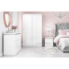White Gloss Diamante Bedside Table with 2 Drawers - Gabriella