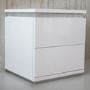 White Gloss Diamante Bedside Table with 2 Drawers - Gabriella