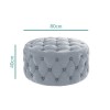 Xena Large Quilted Button Pouffe in Light Grey Velvet