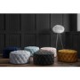 Xena Large Buttoned Footstool in Light Grey Velvet