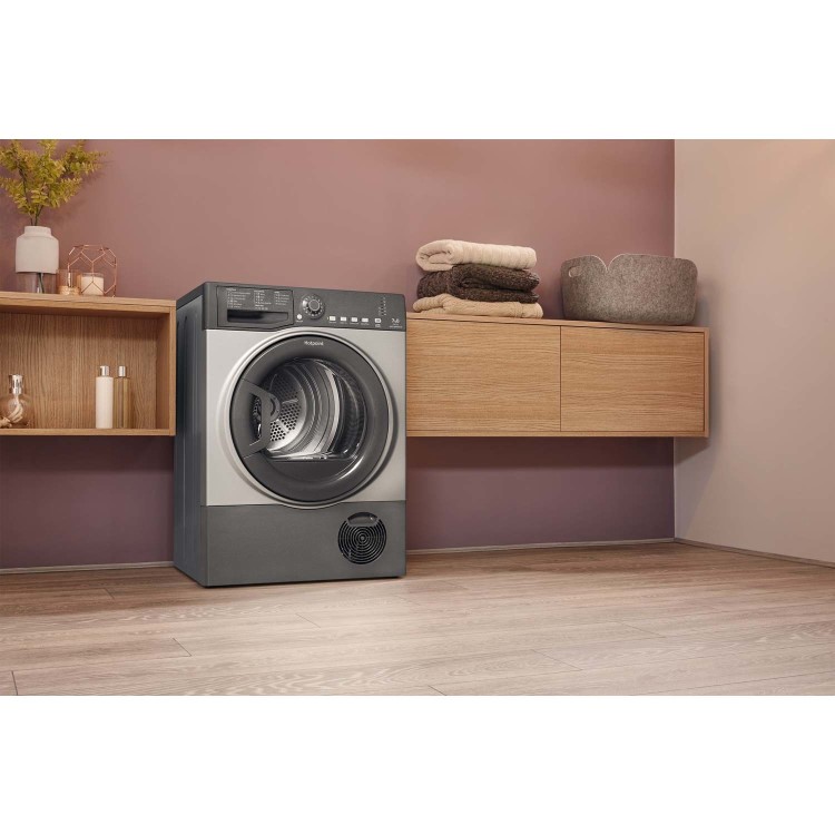 HOTPOINT TCFS73BGG Aquarius 7kg Freestanding Condenser Sensor Tumble Dryer Graphite
