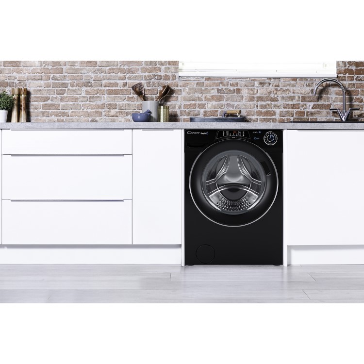 Refurbished Candy Rapido RO1696DWMCEB-80 Freestanding 9KG 1600 Spin Washing Machine Black