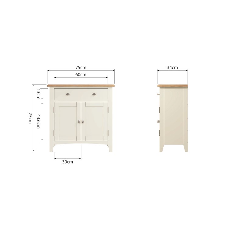 Bourton Small Sideboard in Cream and Light Oak