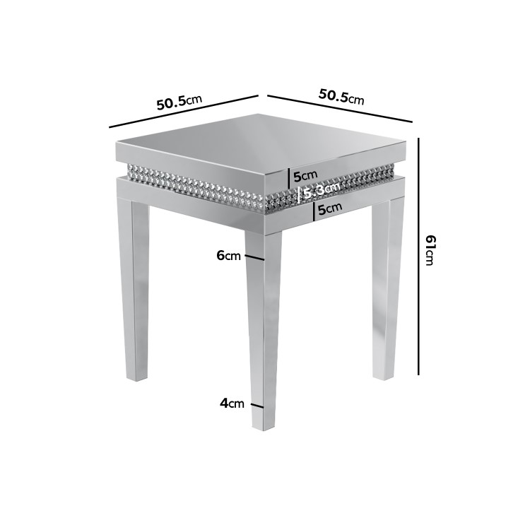 Mirrored Side Table with Diamond Gems - Jade Boutique