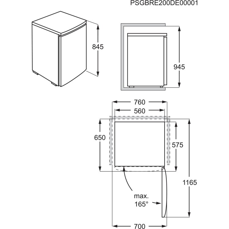 Refurbished Zanussi ZXAN13FW0 Freestanding 132 Litre Under Counter Fridge White