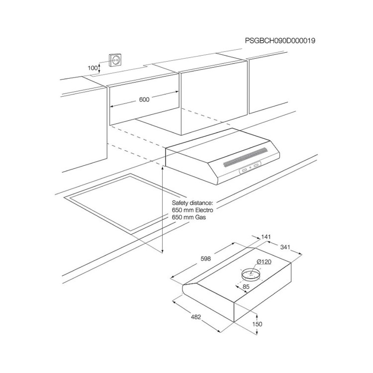 Zanussi ZHT631W 60cm Wide Conventional Cooker Hood - White