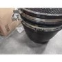 Refurbished Boss Grill EIQEGG 18 Inch Charcoal Ceramic Kamado Style Kettle Grill Egg BBQ in Grey with Wooden Shelves 