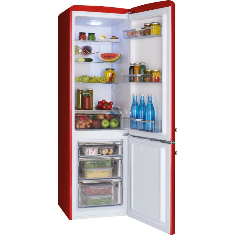 Refurbished Amica FKR29653R Freestanding 244 Litre 70/30 Fridge Freezer Red